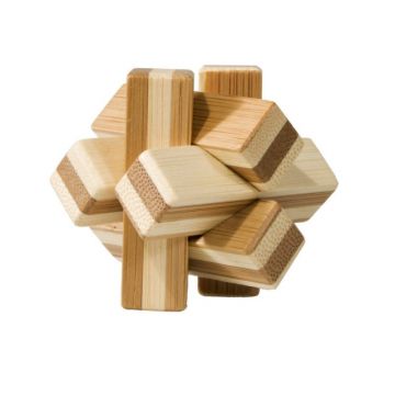 Fridolin - Joc logic IQ din lemn bambus Knot, cutie metal