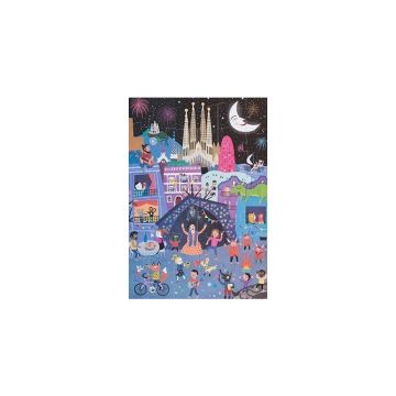 Londji - Puzzle orase Zi si noapte in Barcelona , Puzzle Copii , Reversibil, piese 36