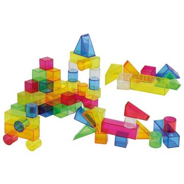 Set de 50 buc cuburi de constructii COLORATE transparente din plastic