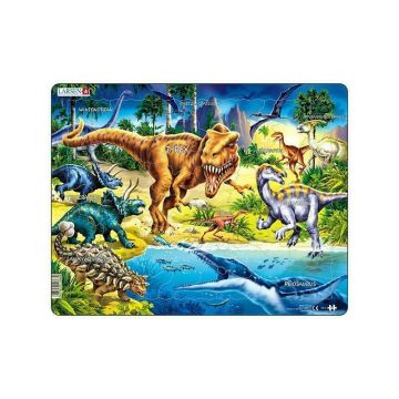 Puzzle maxi Dinozauri din perioada cretacica, orientare tip vedere, 57 de piese, Larsen