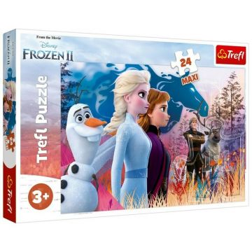 Trefl - Puzzle personaje Frozen 2 Calatoria magica , Puzzle Copii , Maxi, piese 24, Multicolor