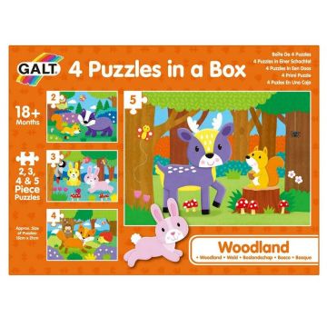 Set 4 puzzle-uri - Animalute din padure (2 3 4 5 piese)
