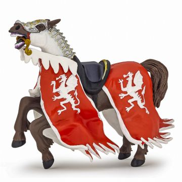 PAPO - Figurina Calul Regelui cu Blazon Dragon Rosu