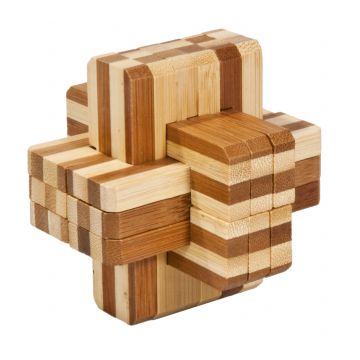 Joc logic IQ din lemn bambus Block cross Fridolin