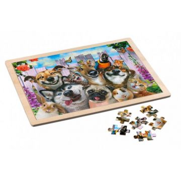 Puzzle in cadru de lemn, 48 piese - Pet