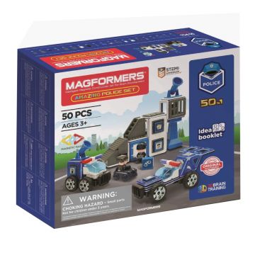 Joc de Constructie Magnetic Magformers Amazing Police Set - Sectia de Politie, 50 piese