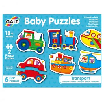 Baby Puzzles: Set de 6 puzzle-uri Transport (2 piese), Galt, 1-2 ani +