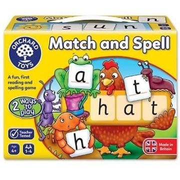 Joc educativ in limba engleza Potriveste si formeaza cuvinte MATCH AND SPELL, Orchard Toys, 4-5 ani +