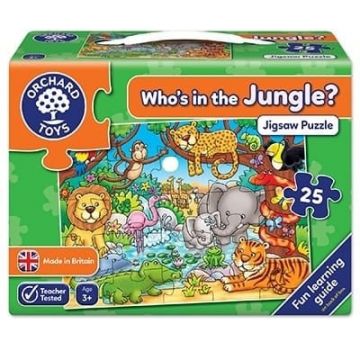 Puzzle cu activitati Cine este in jungla? WHO S IN THE JUNGLE?, Orchard Toys, 2-3 ani +