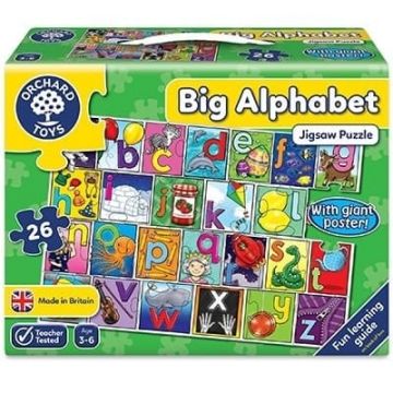 Puzzle de podea in limba engleza Invata alfabetul (26 piese - poster inclus) BIG ALPHABET JIGSAW, Orchard Toys, 2-3 ani +