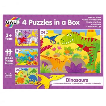 Set 4 puzzle-uri Dinozauri (12, 16, 20, 24 piese), Galt, 2-3 ani +