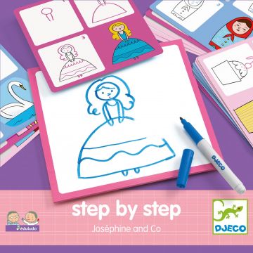 Deseneaza pas cu pas, pentru fete, Djeco, 2-3 ani +
