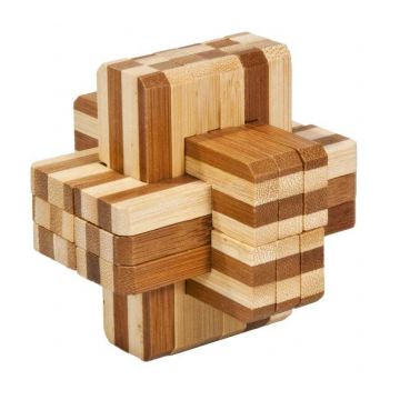 Joc logic IQ din lemn bambus Block cross, Fridolin, 8-9 ani +