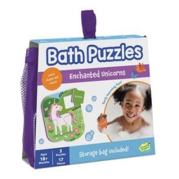 Puzzle de baie pentru bebelusi, piese mari de spuma, Unicorni fermecati, Peaceable Kingdom, +18 luni