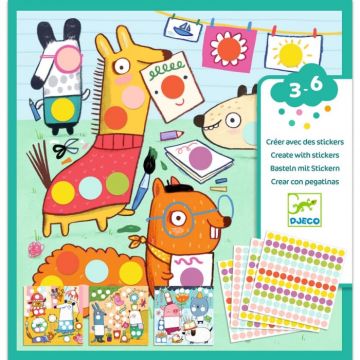Set creativ cu autocolante Djeco, Buline colorate, 2-3 ani +