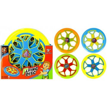 Disc Frisbee zburator cu perforatii plastic,diverse culori,24 cm