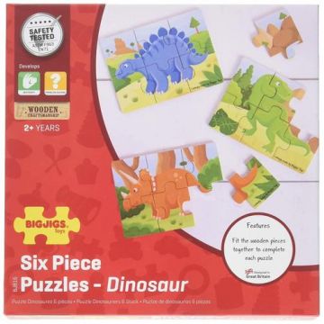 Set 3 puzzle din lemn BigJigs Dinozauri BJ816