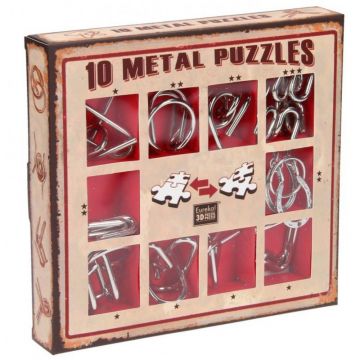 10 Metal Puzzles Set - Rosu
