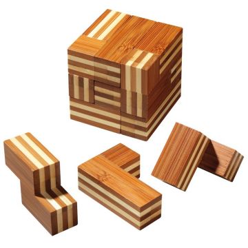 Puzzle 3D Soma Cube, Bambus