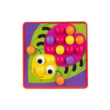 Joc Educational Button Idea cu 12 mozaicuri si 45 butoane colorate in 6 culori Kruzzel MY18258