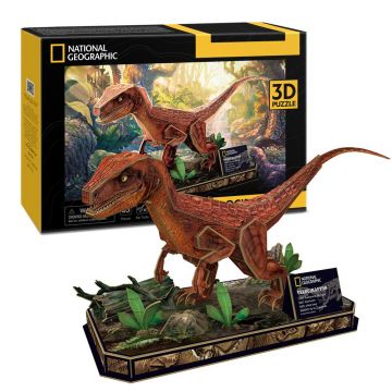 Puzzle 3D Cubic Fun National Geographic Velociraptor 63 piese