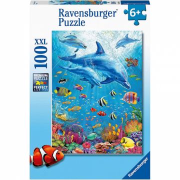 Puzzle Ravensburger Delfini Si Pesti, 100 Piese