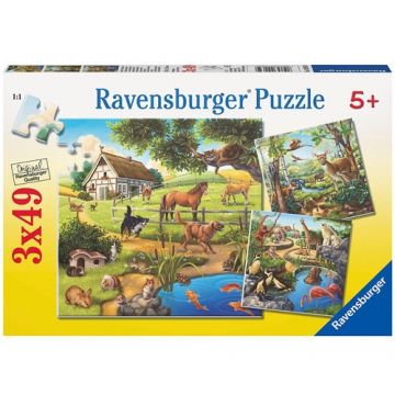 Puzzle Ravensburger Paudre - Zoo si Animale Domestice - 3X49 piese