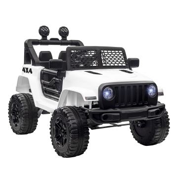 HOMCOM Masina Electrica pentru Copii Jeep Off-Road cu Telecomanda, 2 Viteze 3-5km/h, 100x65x72 cm, Alb | Aosom Romania