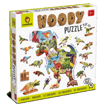 Puzzle de lemn - Dinozaurii, Ludattica, + 4 ani, 48 piese