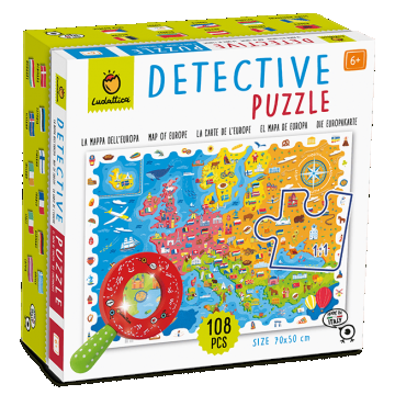 PUZZLE MICUL DETECTIV , HARTA EUROPEI, Ludattica, +5 ani