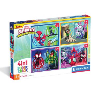 Puzzle 4 in 1, Clementoni, Spidey si Prietenii sai Fantastici, 12, 16, 20, 24 piese