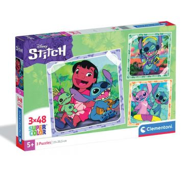 Puzzle Clementoni, Disney Stitch, 3 x 48 piese