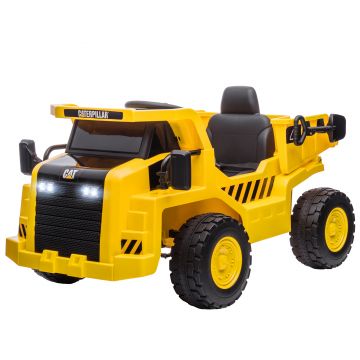 AIYAPLAY Excavator de Călărit cu Licență, cu Telecomandă, Tractor pentru Copii cu Cupă, Lopată, Muzică, Difuzor, Faruri, 110x70.5x61.5 cm, Galben