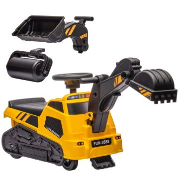 Aosom 3 in 1 Ride on Excavator Bulldozer with Music, Yellow | Aosom Romania