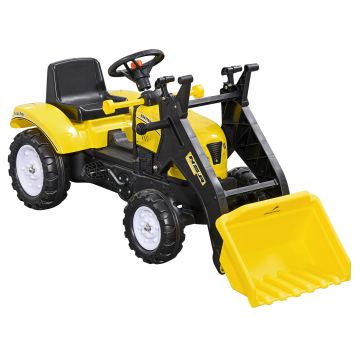 HOMCOM Excavator cu Pedale pentru Copii de 3 Ani cu Cupă Frontală și Volan, 114x41x52 cm, Galben | Aosom Romania