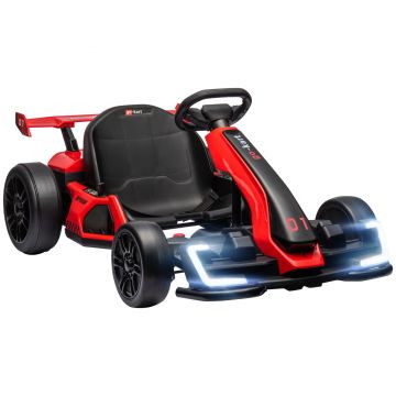 HOMCOM Go-Kart Electric pentru Copii cu Scaun Reglabil, 2 Motoare, Claxon, Lumini și Muzică, 120x76x53.5 cm, Roșu | Aosom Romania