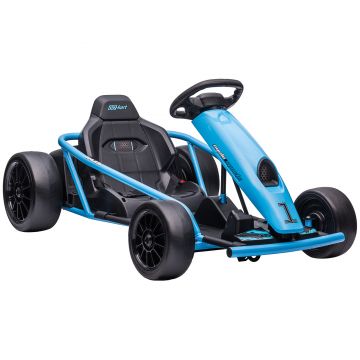 HOMCOM Go Kart Electric pentru Copii, Kart cu Pedale pentru Copii cu Pornire Lentă, Claxon, 115x77x54 cm, Albastru | Aosom Romania