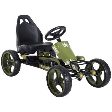 HOMCOM Kart cu Pedale pentru Copii de 3-6 Ani cu Scaun Reglabil și Frână de Mână, 105x54x61 cm, Verde | Aosom Romania