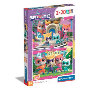 Puzzle 2 x 20 piese Clementoni Super Kitties 24811