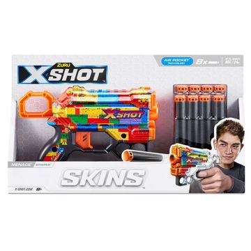 Blaster cu 8 sageti, X-Shot, Excel Skins Menace, Striper, 36515N