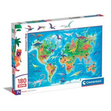 Puzzle 180 piese Clementoni Harta Super Dinozauri 29790