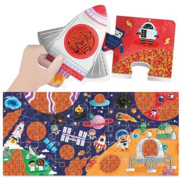 Puzzle educativ, Headu, Sa descoperim spatiul, 50 piese, 4 ani+, Multicolor