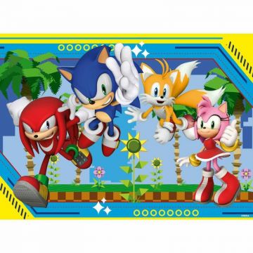 Puzzle personaje, Ravensburger, Ariciul Sonic, 100 piese, 6 ani+, Multicolor