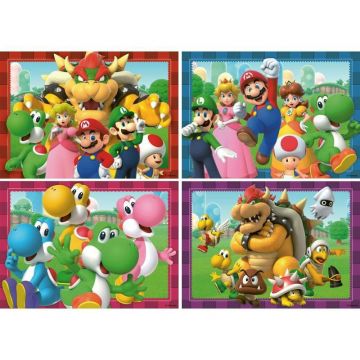 Puzzle personaje, Ravensburger, Super Mario, 4x100 piese, 5 ani+, Multicolor