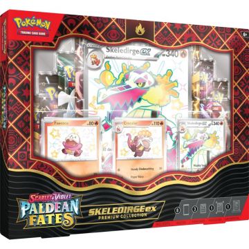 Set carti de joc, Pokemon TCG, Paldean Fates Premium Collection, Skeledirge Ex, SV4.5