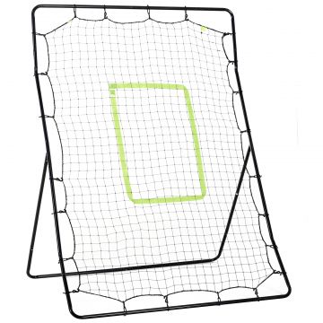 HOMCOM Plasă Rebounder Pliabilă pentru Fotbal și Baseball cu 21 de Corzi și Zonă de Precizie, 123x90x174 cm, Negru | Aosom Romania