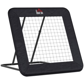 HOMCOM Rebounder Pliabil și Reglabil pentru Fotbal, Baseball și Volei, Plasă de Fotbal, 128x118x108-120 cm, Negru | Aosom Romania