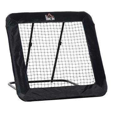 HOMCOM Rebounder Pliabil și Reglabil pentru Fotbal, Baseball și Volei, Plasă de Fotbal, 128x118x108-120 cm, Negru | Aosom Romania