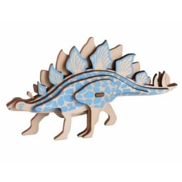 Macheta 3D din lemn Dinozaurul Stegosaurus, 9 piese