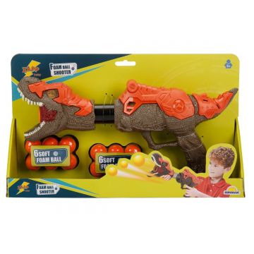 Pistol cu 12 bile din burete, Zapp Toys, Dinozaur, Maro